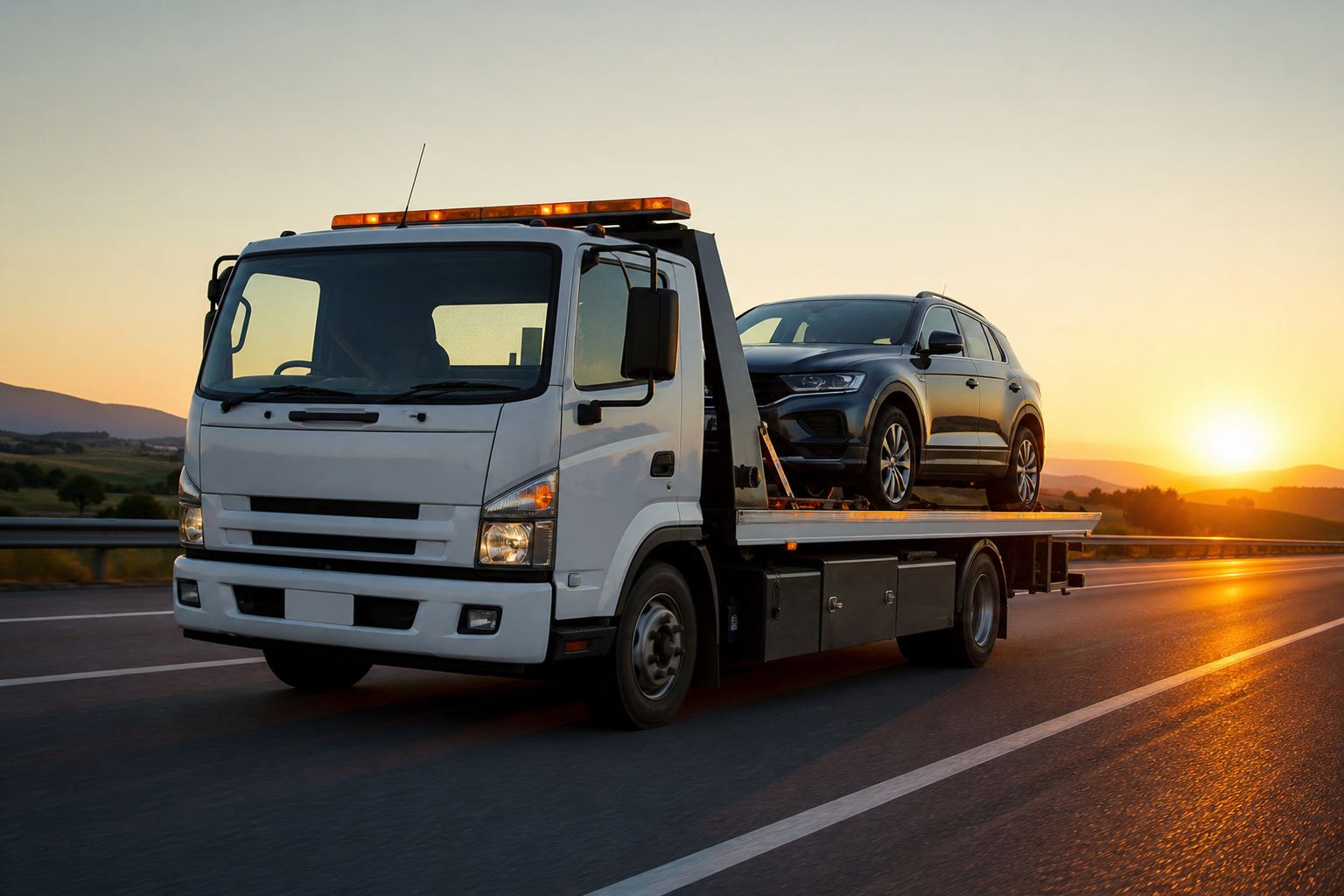 Tow truck loading a vehicle in Gwinnett County, GA
